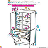 YENİ Kayra Tek Çekmece, 1 Göz Sepet, 2 Kapak, 8 Raf Dar Alan Banyo Dolabı 60x173x32,5 cm