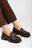 Suins Premium Chapel Model Toka Detaylı Kadın Siyah Kahve Loafer Ayakkabı