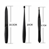 9 Parça Paslanmaz Çelik Çantalı Manikür ve Pedikür Seti El Ayak Tırnak Makası Seti-Siyah