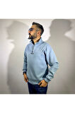 Yarım Fermuarlı Oversize Erkek Sweatshirt