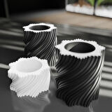 3’lü Spiral Tasarım Plastik Mumluk Seti – Siyah ve Beyaz – Tealight Uyumlu Dekoratif Masa Üstü Mumluk