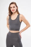 DE'CHARME Kolsuz Dalgiç Baskılı Crop - Füme