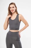 DE'CHARME Kolsuz Dalgiç Baskılı Crop - Füme