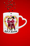 İsimli Kişiye Özel Love You Baskılı Hediye Kalp Kupa Bardak Porselen Çay Kahve Fincanı