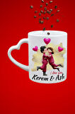 İsimli Kişiye Özel Love You Baskılı Hediye Kalp Kupa Bardak Porselen Çay Kahve Fincanı