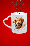 Cute Dog Sevimli Köpek Baskılı Hediye Kalp Kupa Bardak Porselen Çay Kahve Fincanı
