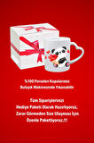 Kalpli Sevimli Panda Baskılı Hediye Kalp Kupa Bardak Porselen Çay Kahve Fincanı