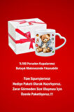 Sevimli Ayıcık Teddy Bear Baskılı Hediye Kalp Kupa Bardak Porselen Çay Kahve Fincanı