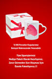 Modern Kadın Siluet 6 Baskılı Hediye Kalp Kupa Bardak Porselen Çay Kahve Fincanı