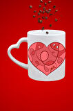 Love Kalp Baskılı Sevgiliye Hediye Kalp Kupa Bardak Porselen Çay Kahve Fincanı