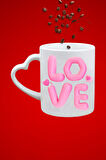 Love Baskılı Sevgiliye Hediye Kalp Kupa Bardak Porselen Çay Kahve Fincanı