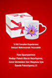 Lotus Çiçeği  Baskılı 8 Mart Hediye Kalp Kupa Bardak Porselen Çay Kahve Fincanı