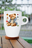 Yeni Yıl Oyuncak Ayı Teddy Bear Baskılı Kupa Bardak Porselen Latte Filtre Kahve Fincanı