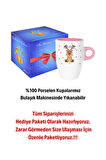 Yeni Yıl Geyik Kurabiye Baskılı Kupa Bardak Porselen Latte Filtre Kahve Fincanı