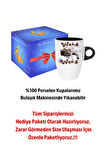 Sevimli Kedi Baskılı Kupa Bardak Porselen Latte Filtre Kahve Fincanı