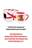 Taraftar Sarı Kırmızı Arslan Baskılı İçi Kırmızı Lüx Kupa Bardak Porselen Çay Kahve Fincanı