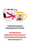 Noel Baba Happy Christmas Baskılı İçi Sarı Lüx Kupa Bardak Porselen Çay Kahve Fincanı