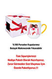 Mutlu Çiftler Love Baskılı Hediye İçi Sarı Lüx Kupa Bardak Porselen Çay Kahve Fincanı