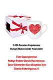 Love Kalp Baskılı İçi Beyaz Lüx Kupa Bardak Porselen Çay Kahve Fincanı