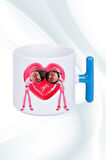 Mutlu Çiftler Love Kalp Baskılı Hediye T Saplı Kupa Bardak Porselen Çay Kahve Fincanı
