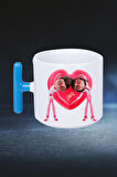 Mutlu Çiftler Love Kalp Baskılı Hediye T Saplı Kupa Bardak Porselen Çay Kahve Fincanı