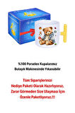 Yeni Yıl Oyuncak Ayı Teddy Bear Baskılı T Saplı Kupa Bardak Porselen Çay Kahve Fincanı