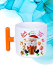 Noel Baba Happy Christmas Baskılı T Saplı Kupa Bardak Porselen Çay Kahve Fincanı