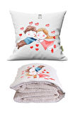 Love 6 Baskılı Dekoratif Yastık Kırlent Opsiyonel Battaniye 2 in 1
