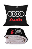 Audi Desenli İç Dolgusu Battaniyeli Araç İçi Opsiyonel Yastık 38x38cm