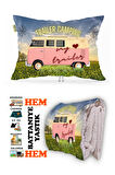 Karavan Camping-2 Baskılı Tv Battaniyeli Opsiyonel Dekoratif Hediye Yastık Battaniye 2in1 Gifts-2