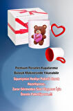 Ayıcık Love Teddy Bear Baskılı Kalpli Kırmızı Kupa Bardak Çay Kahve Fincanı