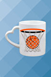 Basketboll Temalı Basket Sever Kalpli Kulp Kupa Bardak Çay Kahve Fincanı-2