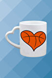 Basketboll Temalı Basket Sever Kalpli Kulp Kupa Bardak Çay Kahve Fincanı-7