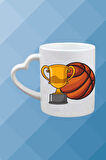 Basketboll Temalı Basket Sever Kalpli Kulp Kupa Bardak Çay Kahve Fincanı-8