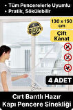 4 Adet Pratik Cam Pencere Kapı Uyumlu Çift Kanat Yırtılmaz Dayanıklı Kendinden Yapışkanlı Sineklik