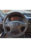 HONDA CİVİC 199-2000 ARACA ÖZEL DİREKSİYON KILIFI (NOKTALI-NUBUK KIRMIZI İPLİ)