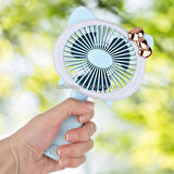 Şarjlı El Fanı Vantilatör 3 Kademeli Kırmalı Işıklı Mini Fan 17*11 Cm