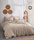 Soft Kahverengi %100 Pamuklu Çift Kişilik Nevresim Takımı