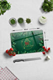 Cam Kesme Tahtası - Cam Kesme Tablası | Happy New Year - Yeşil | 20cm x 30cm