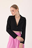 Crop Blazer Ceket- Siyah