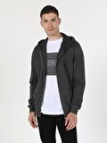 Regular Fit Kapişonlu Antrasit Erkek Sweatshirt