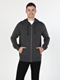 Regular Fit Kapişonlu Antrasit Erkek Sweatshirt