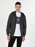 Regular Fit Kapişonlu Antrasit Erkek Sweatshirt