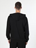 Regular Fit Kapişonlu Siyah Erkek Sweatshirt