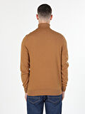 Slim Fit Balıkçı Yaka Camel Erkek Kazak