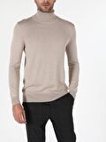 Slim Fit Balikci Erkek Bej Kazak
