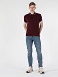Regular Fit Polo Yaka Erkek Bordo Polo Kısa Kol