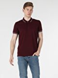 Regular Fit Polo Yaka Erkek Bordo Polo Kısa Kol