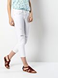 892 Alına Düşük Bel Kısa Paça Slim Boyfriend Fit Beyaz Kadın Jean Pantolon