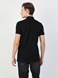 Slim Fit Polo Yaka Erkek Siyah Polo Kısa Kol